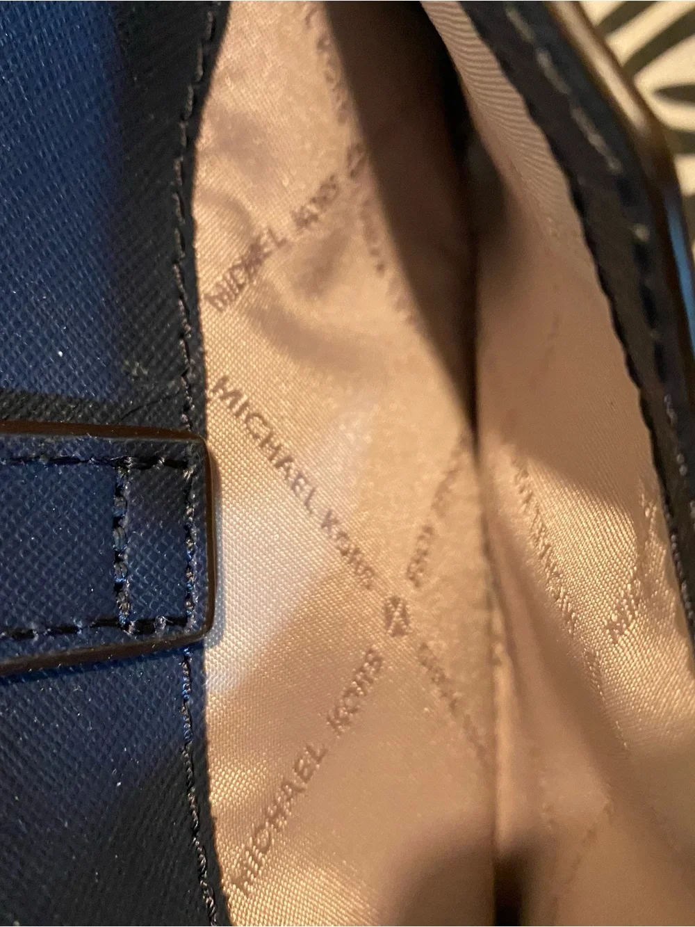 Michael Kors Navy Crossbody with Silver Chain